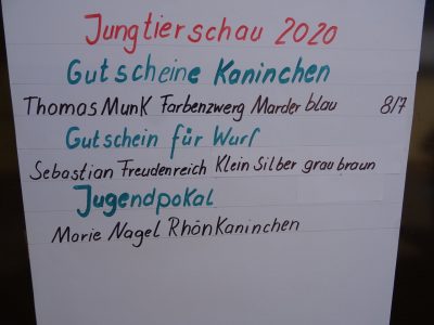 Jungtierschau am 18./19.07.2020