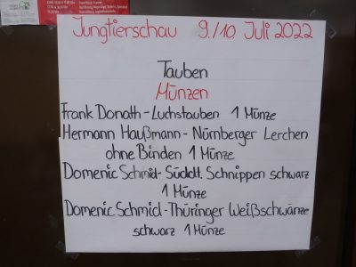 Jungtierschau am 16./17.07.2022