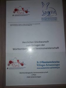 Erstes Mal Württembergischer Meister 
(20 besten Tiere aus Unterensingen)